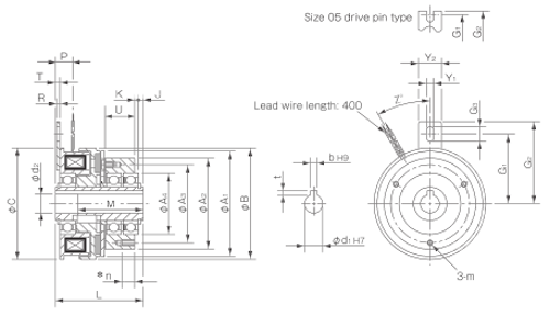 A product measurement diagram for CSZ model electrically actuated clutches
