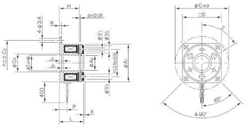 A product measurement diagram for 112 model spring actuated brakes with a type-13 armature