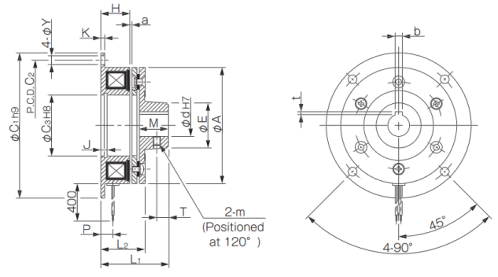 A product measurement diagram for 111 model spring actuated brakes with a type-11 armature
